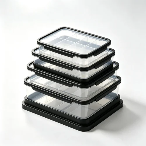 Stackable Pantry Storage Bin, Heavy Duty Clear Storage Container with Black Frame 13854
