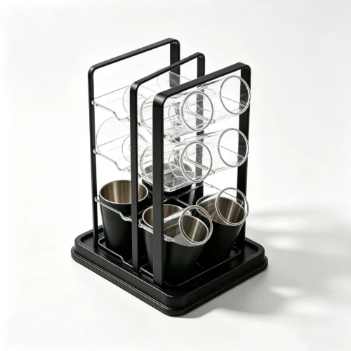 Water Bottle Organizer, Heavy Duty Clear Bottle Storage Rack with Black Base 13867