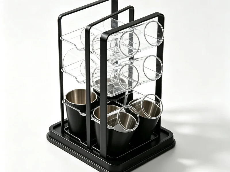 Water Bottle Organizer, Heavy Duty Clear Bottle Storage Rack with Black Base 13867