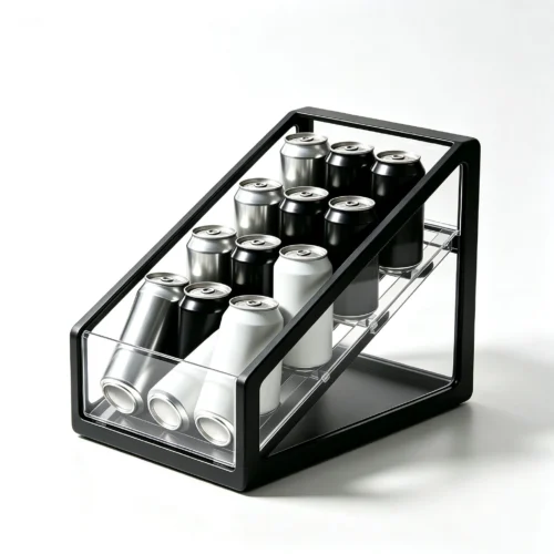 Can Organizer, Heavy Duty Clear Can Storage Rack with Black Base 13858
