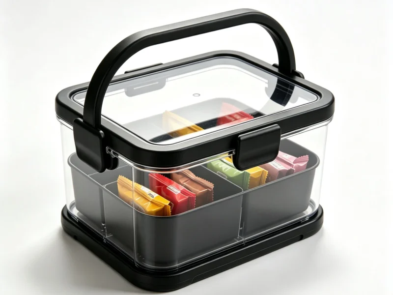 Snack Organizer, Clear Stackable Snack Storage Bin with Black Thick Frame 13860